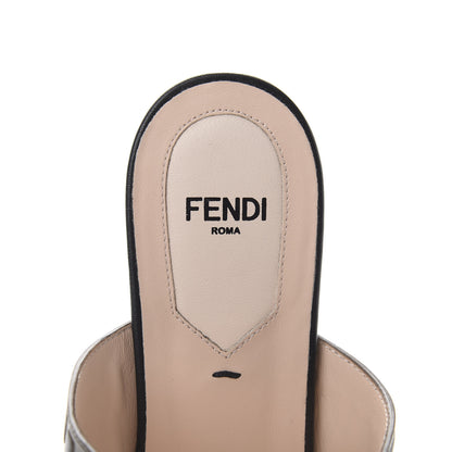 Fendi Vitello FF Embossed Buckle Flat Mules 36.5 Maya Black 7 of 9