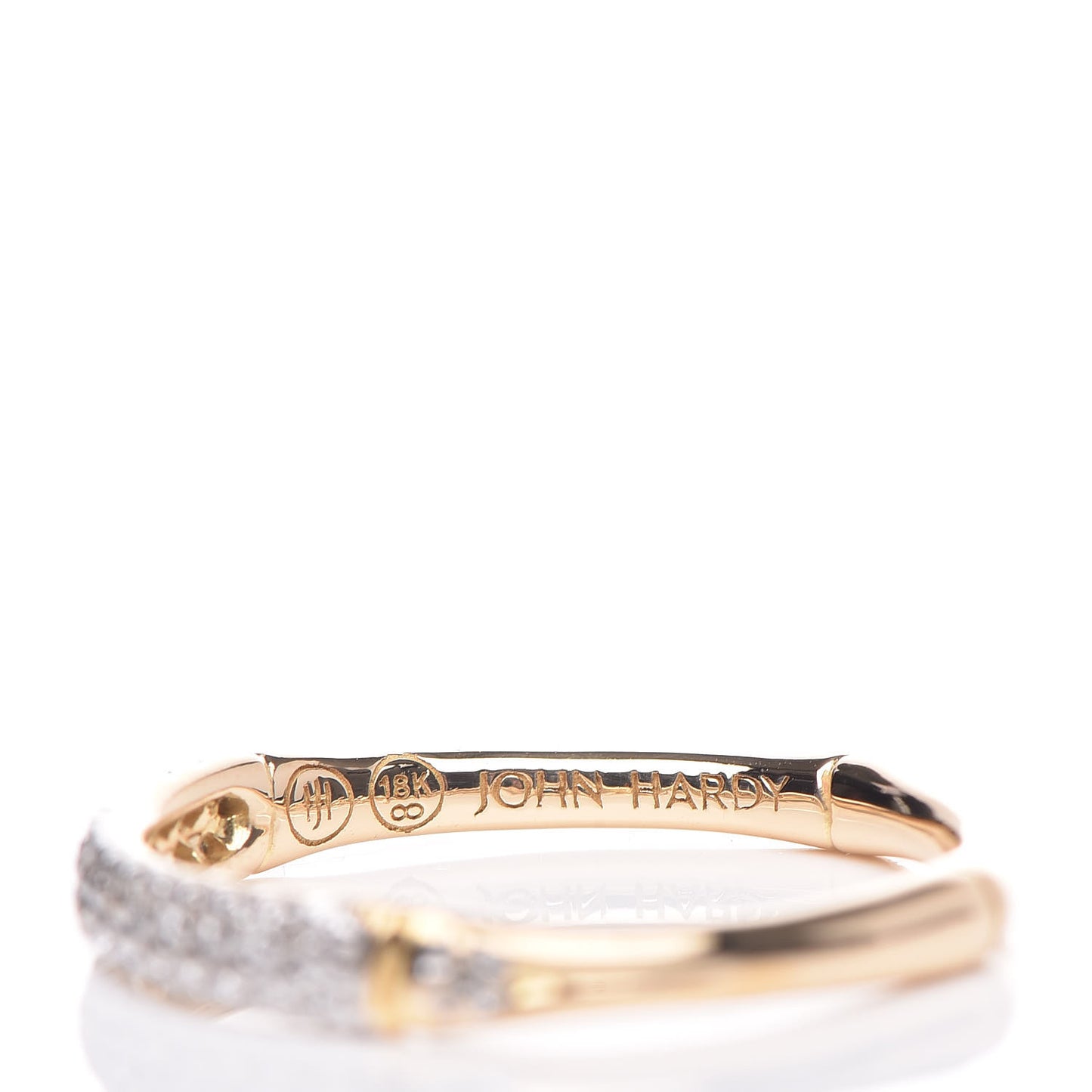 18K Yellow Gold Diamond Bamboo Slim Band Ring 54 7