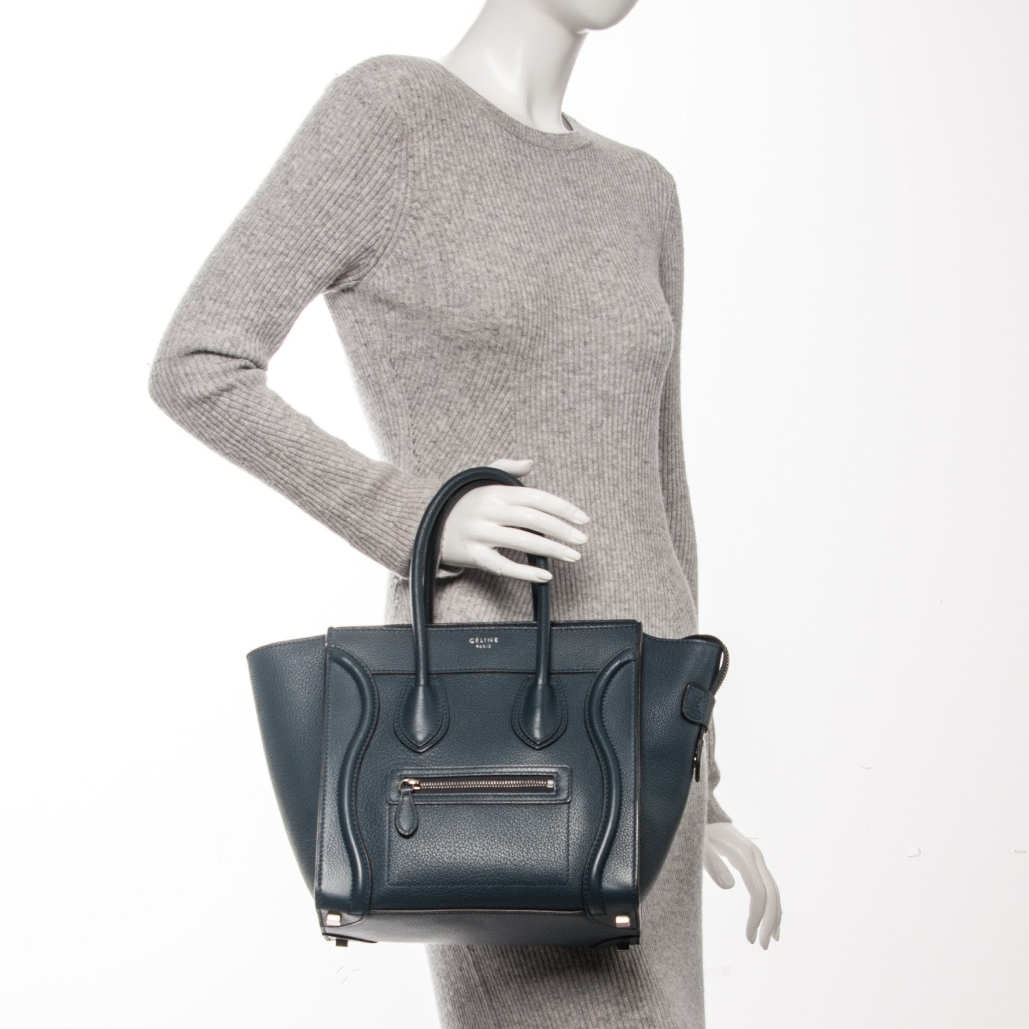 Celine Drummed Calfskin Micro Luggage Orage 2 of 7