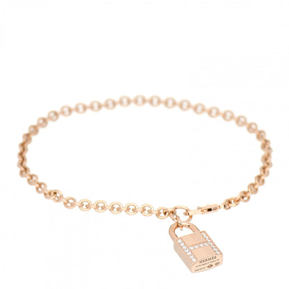 Hermes 18K Rose Gold Diamond Amulettes Cadenas Bracelet ST 1 of 5