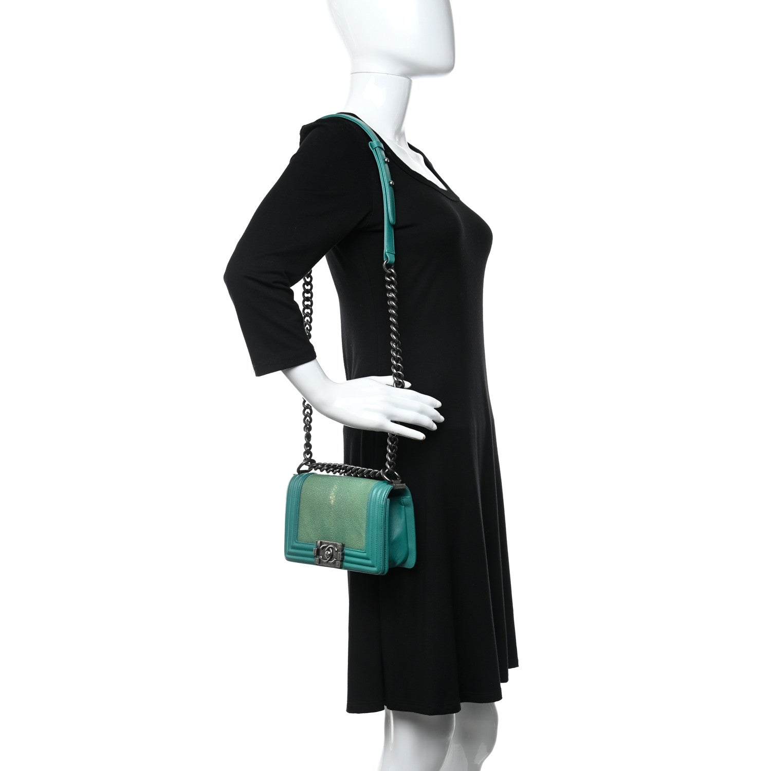 Chanel Galuchat Stingray Small Boy Flap Turquoise 2 of 10