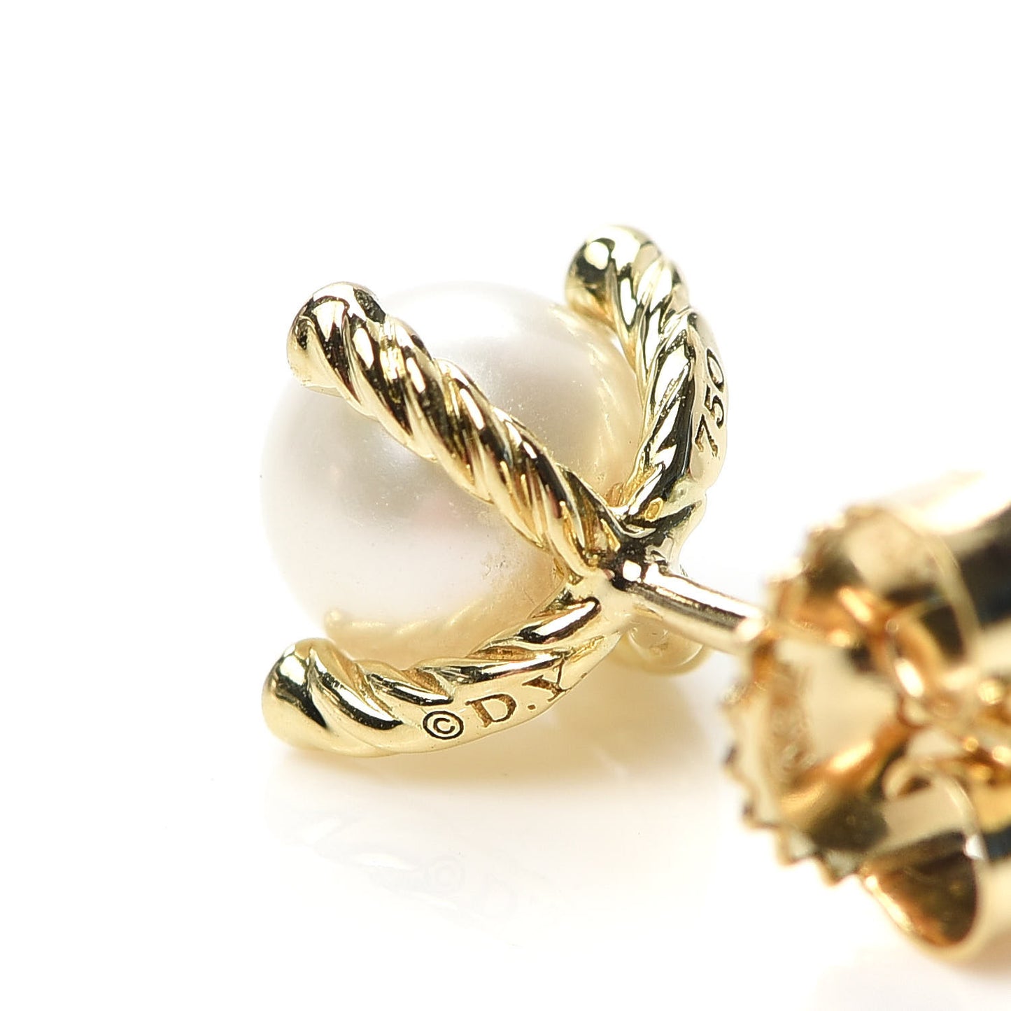 18K Yellow Gold Diamond Pearl 6mm Solari Earrings