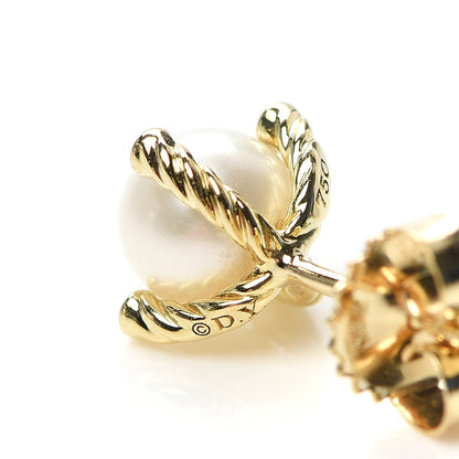 David Yurman 18K Yellow Gold Diamond Pearl 6mm Solari Earrings 4 of 7