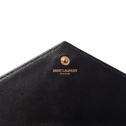 Saint Laurent Grain De Poudre Matelasse Chevron Monogram Chain Wallet Black 7 of 8
