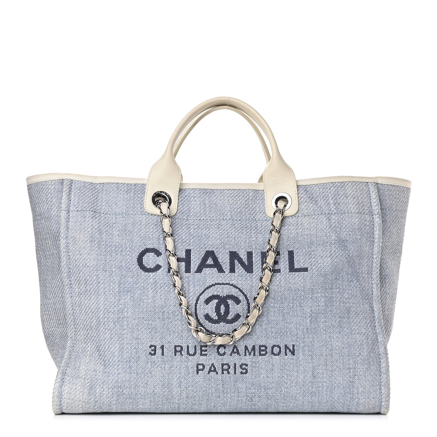 Chanel Canvas Medium Deauville Tote Denim Blue 1 of 10
