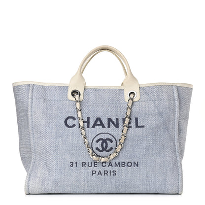 Chanel Canvas Medium Deauville Tote Denim Blue 1 of 10