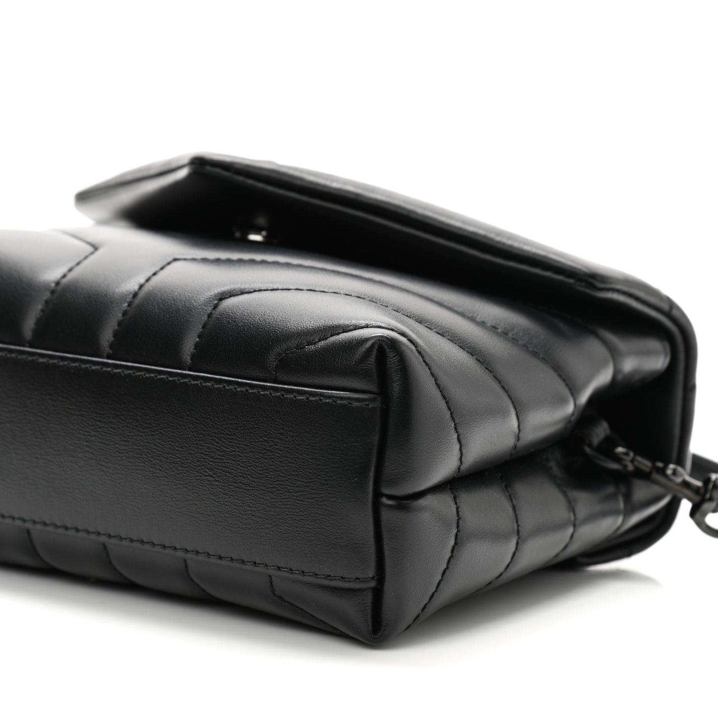 Calfskin Y Quilted Monogram Toy Loulou Crossbody Bag Black