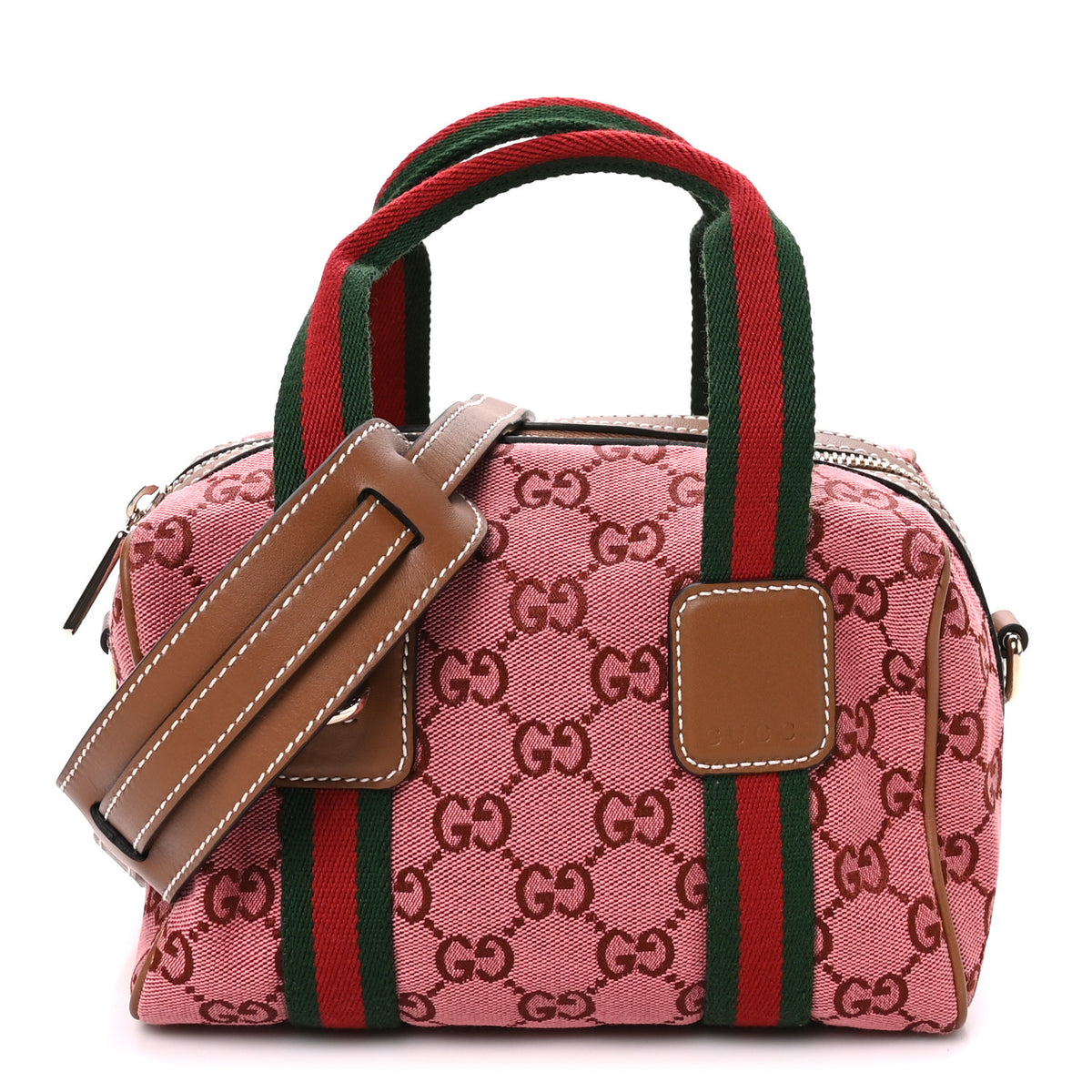 Gucci GG Supreme Web Mini GG Top Handle Bag Pink Beige 1 of 10