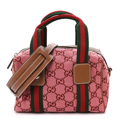 Gucci GG Supreme Web Mini GG Top Handle Bag Pink Beige 1 of 10