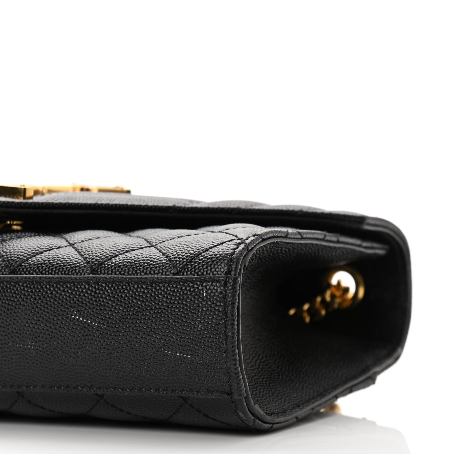 Grain De Poudre Textured Mixed Matelasse Triquilt Small Monogram Satchel Black