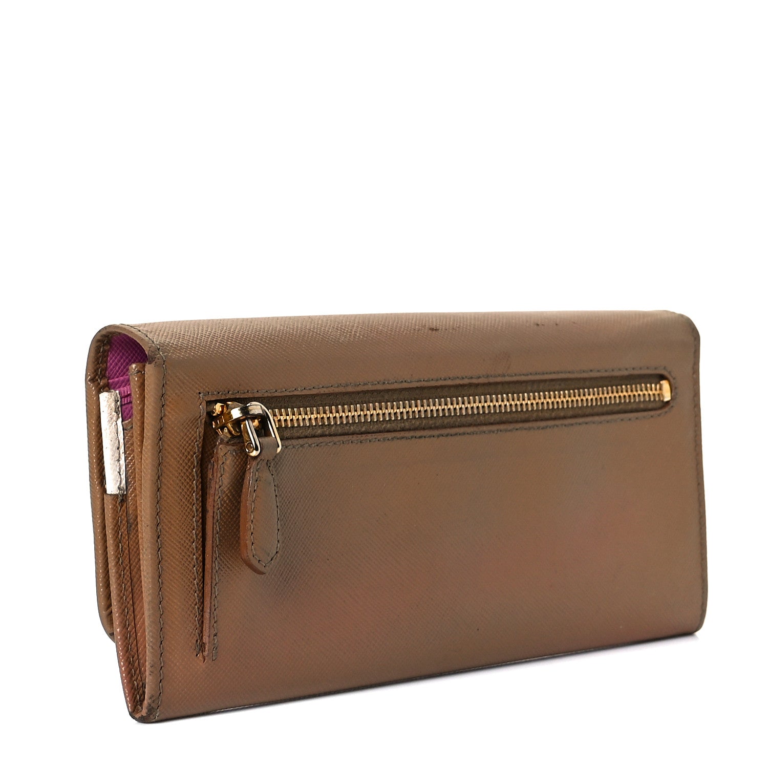 Prada Saffiano Metal Continental Flap Wallet Cuoio 2 of 10