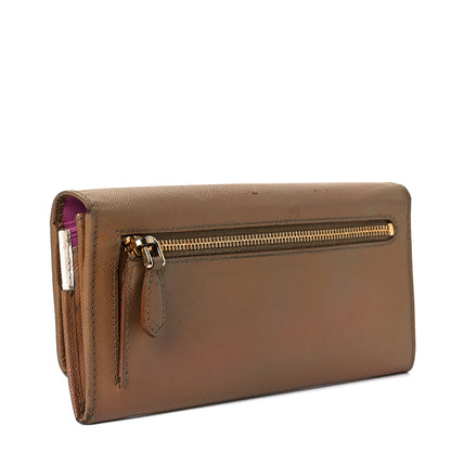 Prada Saffiano Metal Continental Flap Wallet Cuoio 2 of 10