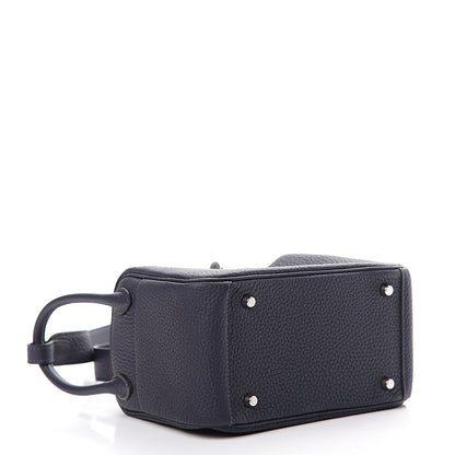 Hermes Taurillon Clemence Mini Lindy 20 Bleu Nuit 3 of 10