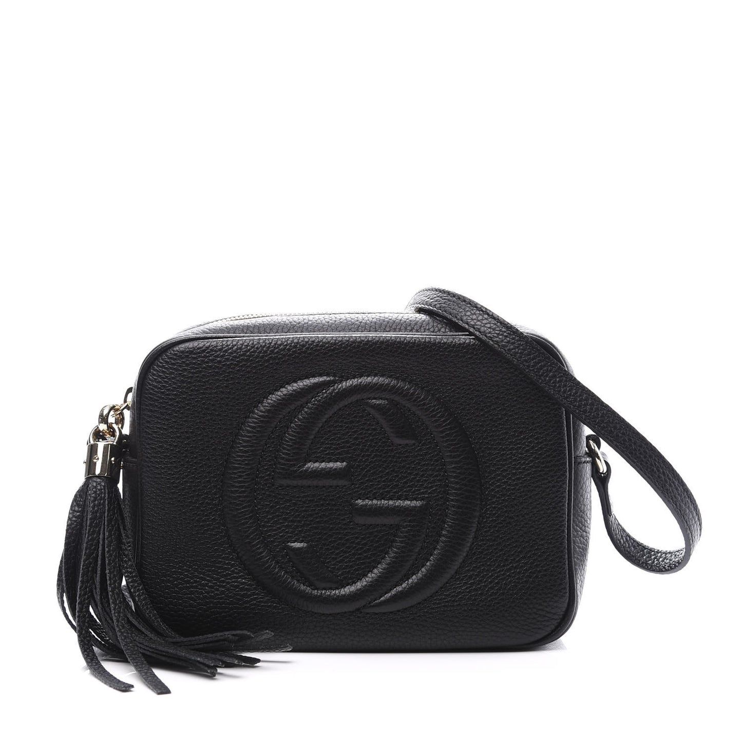 Pebbled Calfskin Small Soho Disco Bag Black