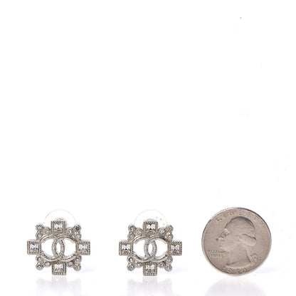 Chanel Baguette Crystal CC Earrings Silver 2 of 5