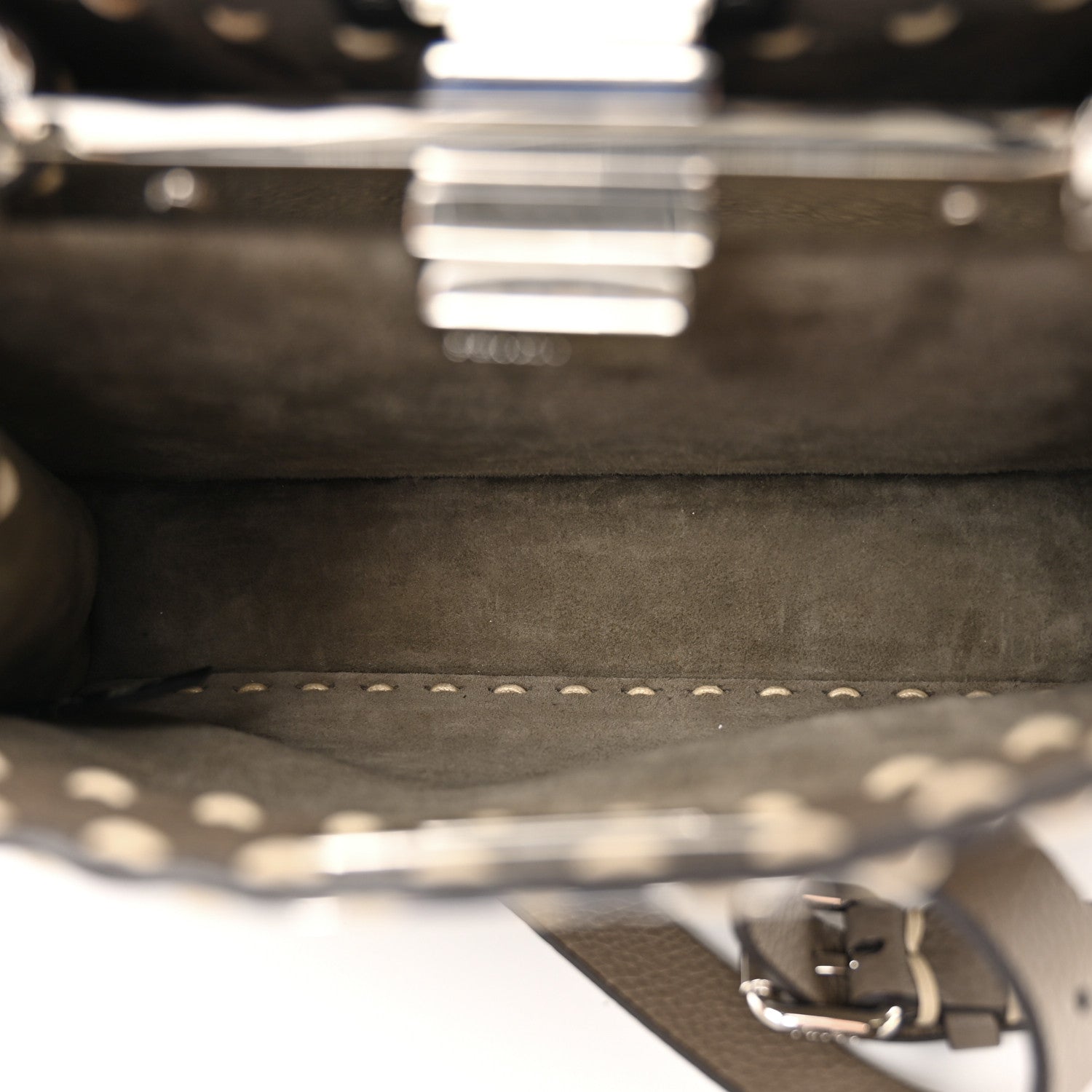 Fendi Vitello Granato Camoscio Selleria Macro Stitchings Small Peekaboo I SEE U Satchel Tartufo 6 of 13