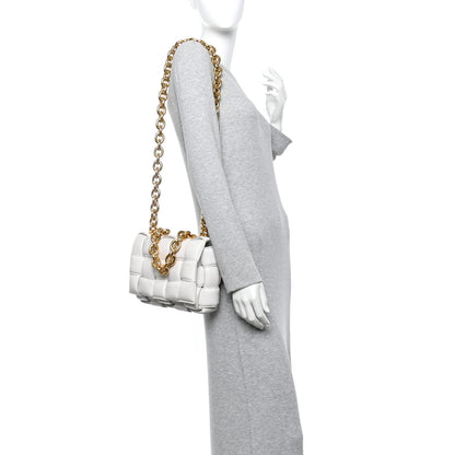 Bottega Veneta Lambskin Maxi Intreccio Padded Chain Cassette Crossbody Bag White 2 of 9