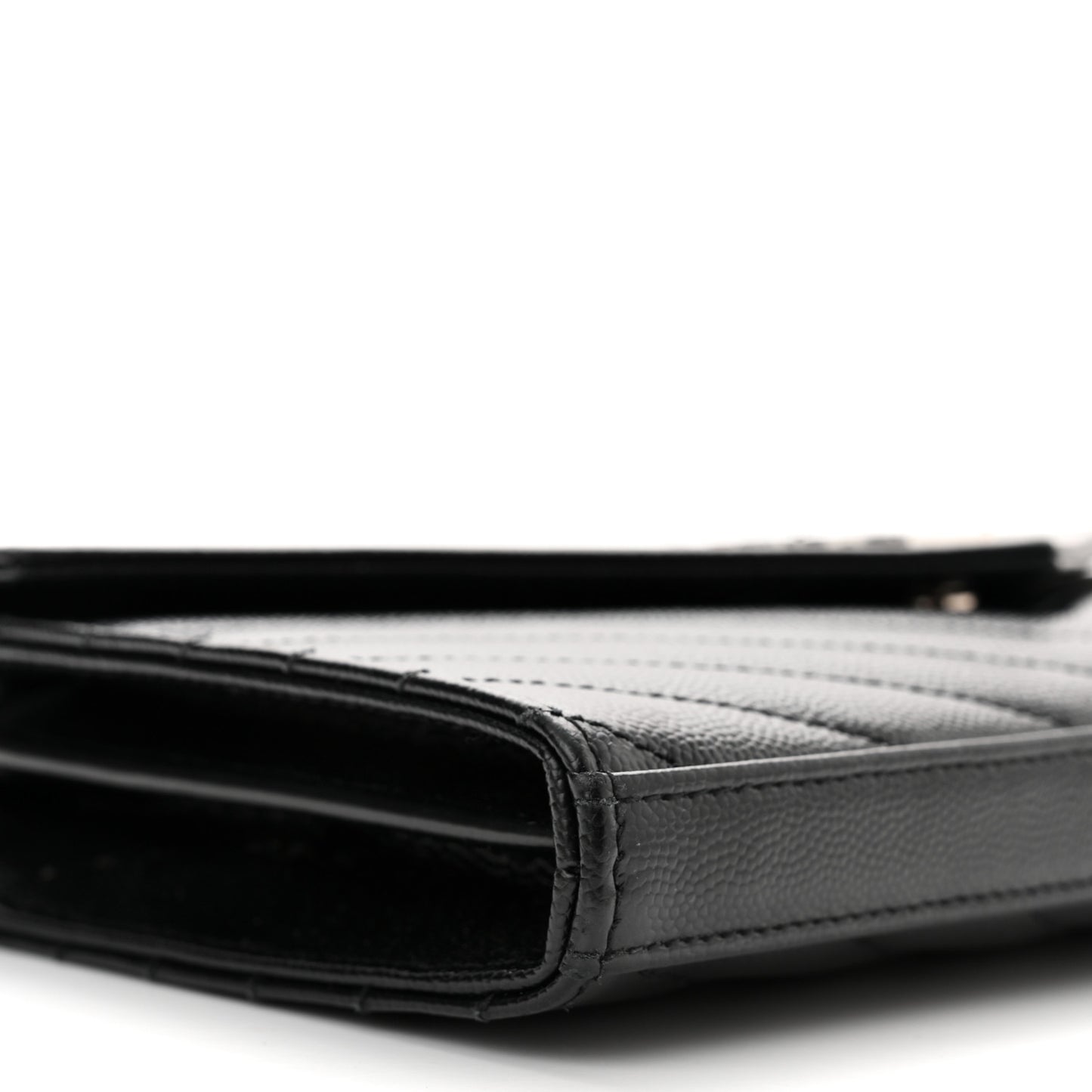 Grain De Poudre Matelasse Chevron Monogram Chain Wallet Black