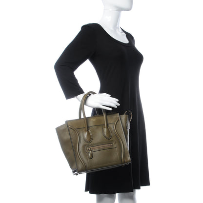 Celine Drummed Calfskin Micro Luggage Jungle 2 of 7