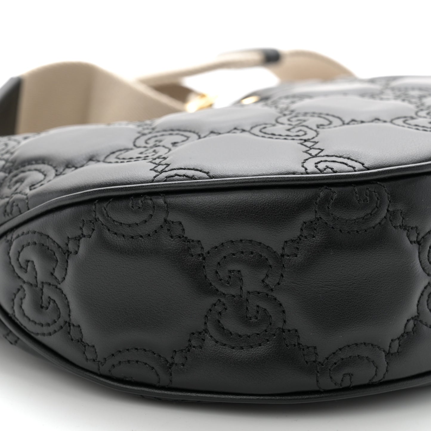 Calfskin GG Matelasse Small Hobo Shoulder Bag Black Natural