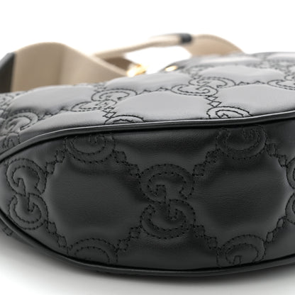 Gucci Calfskin GG Matelasse Small Hobo Shoulder Bag Black Natural 9 of 10