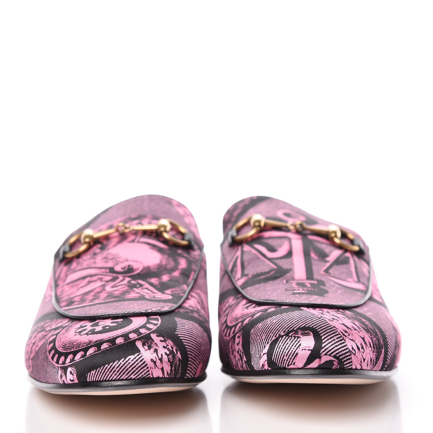 Gucci Silk Satin Saint Romain Womens Princetown Slippers 40 Pink Black 2 of 9