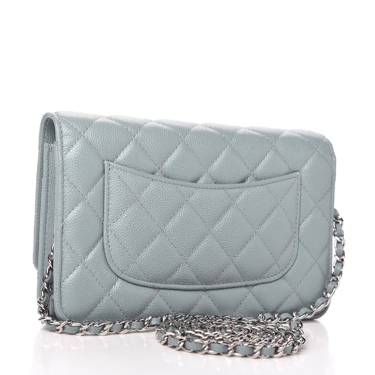 Chanel Caviar Quilted Wallet On Chain WOC Light Blue 3 of 11