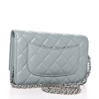 Chanel Caviar Quilted Wallet On Chain WOC Light Blue 3 of 11