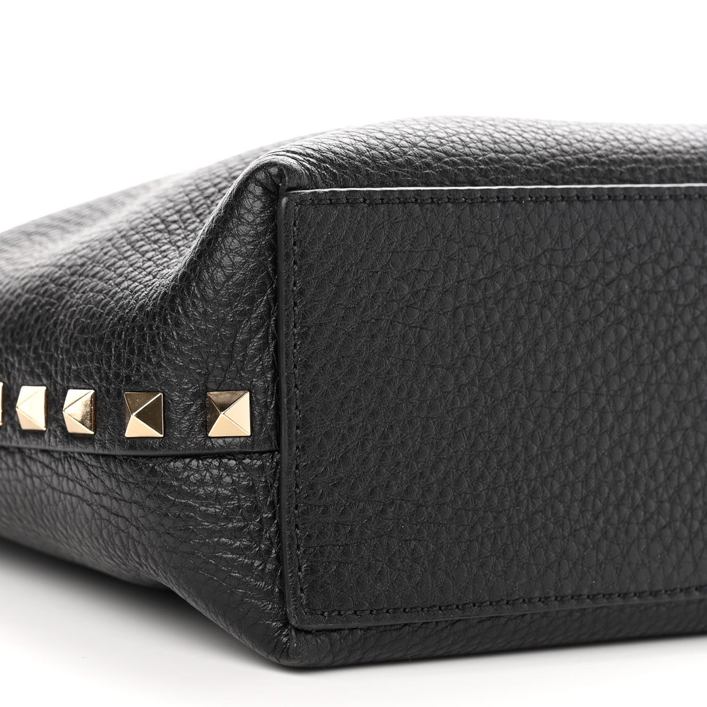 Grained Calfskin Small Rockstud Flip Lock Tote Black Rose Quartz