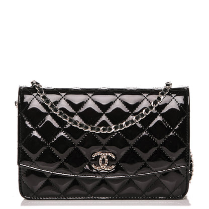 Chanel Patent Quilted Brilliant Wallet On Chain WOC Black 1 of 8