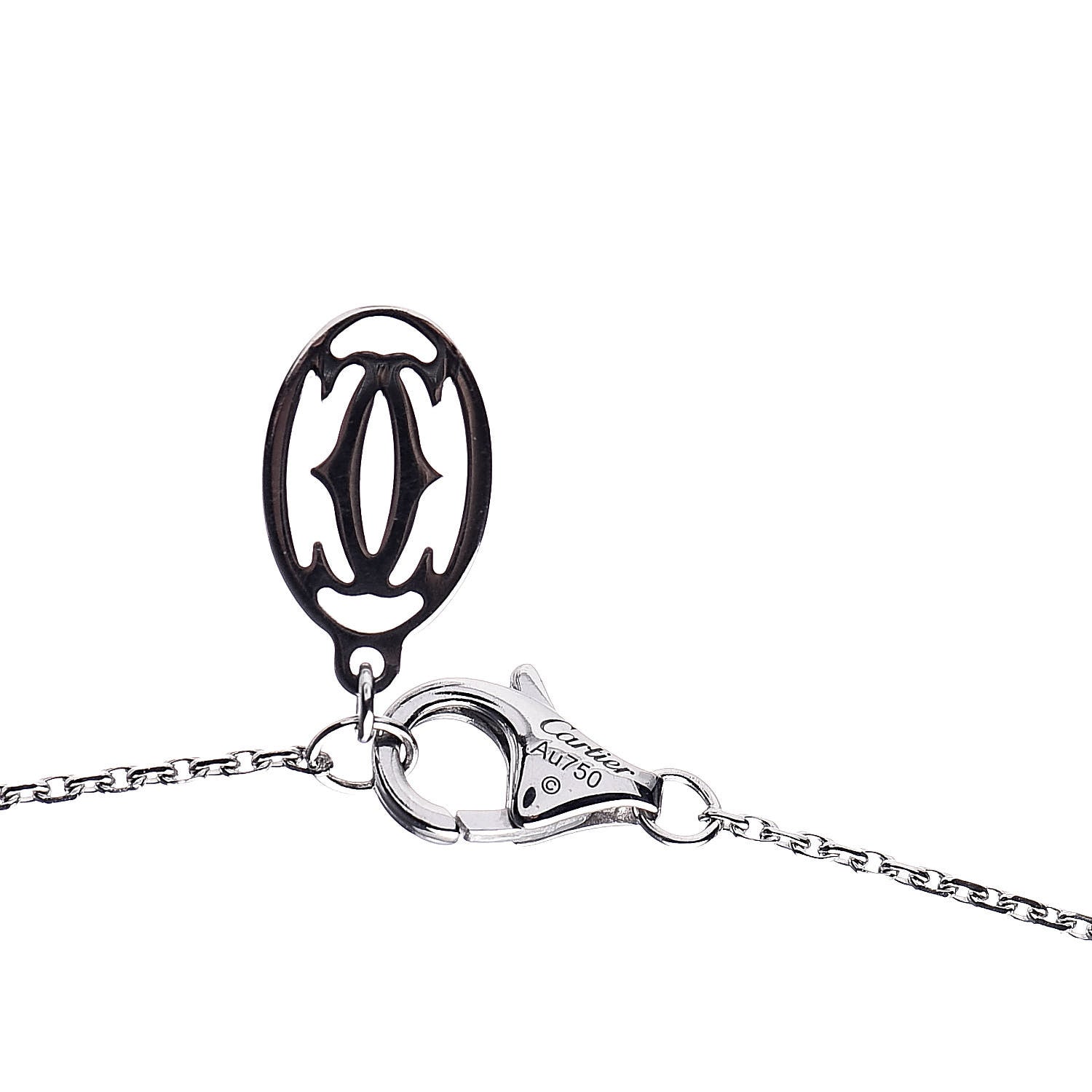 Cartier 18K White Gold Blue Sapphire Symbols Cross Pendant Necklace 4 of 5