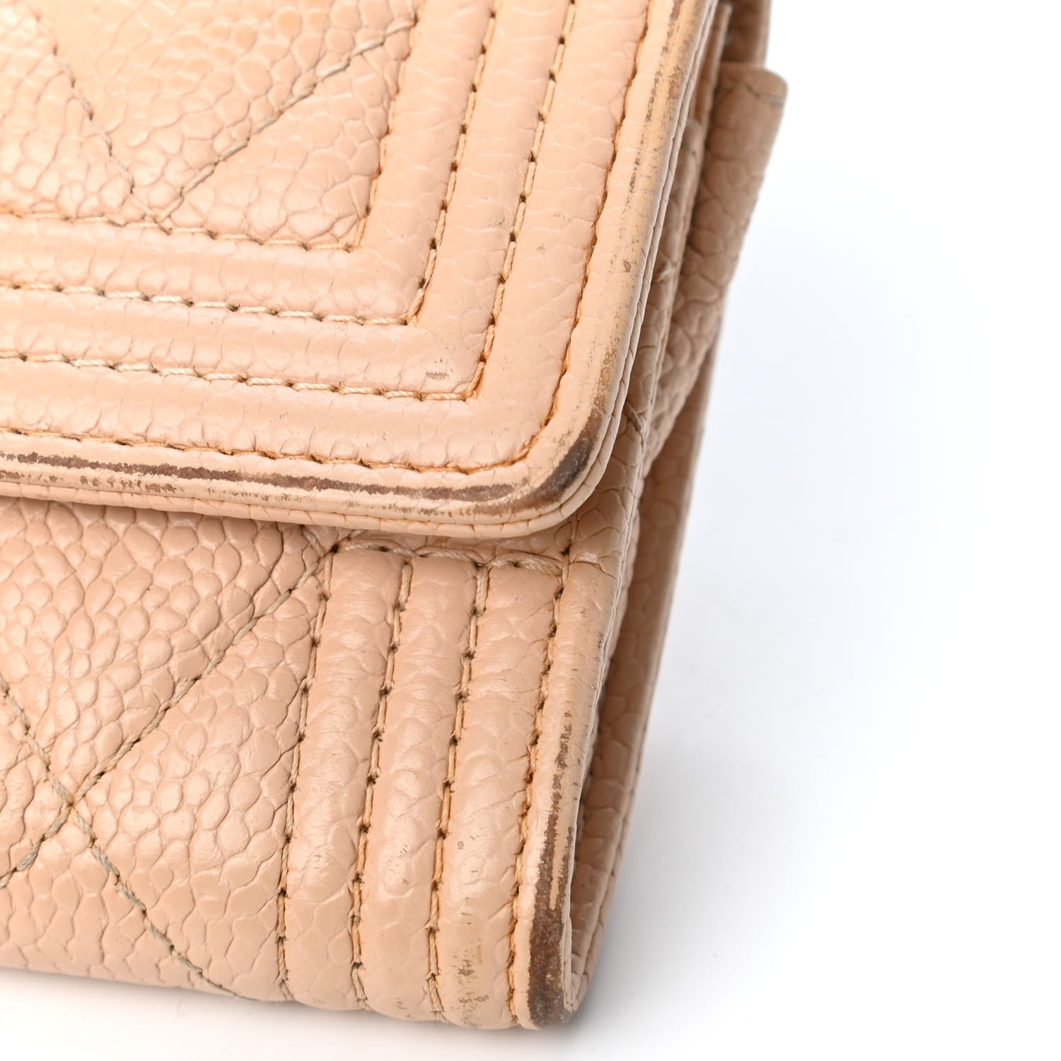 Chanel Caviar Quilted Boy Flap Card Holder Wallet Light Beige 5 of 5