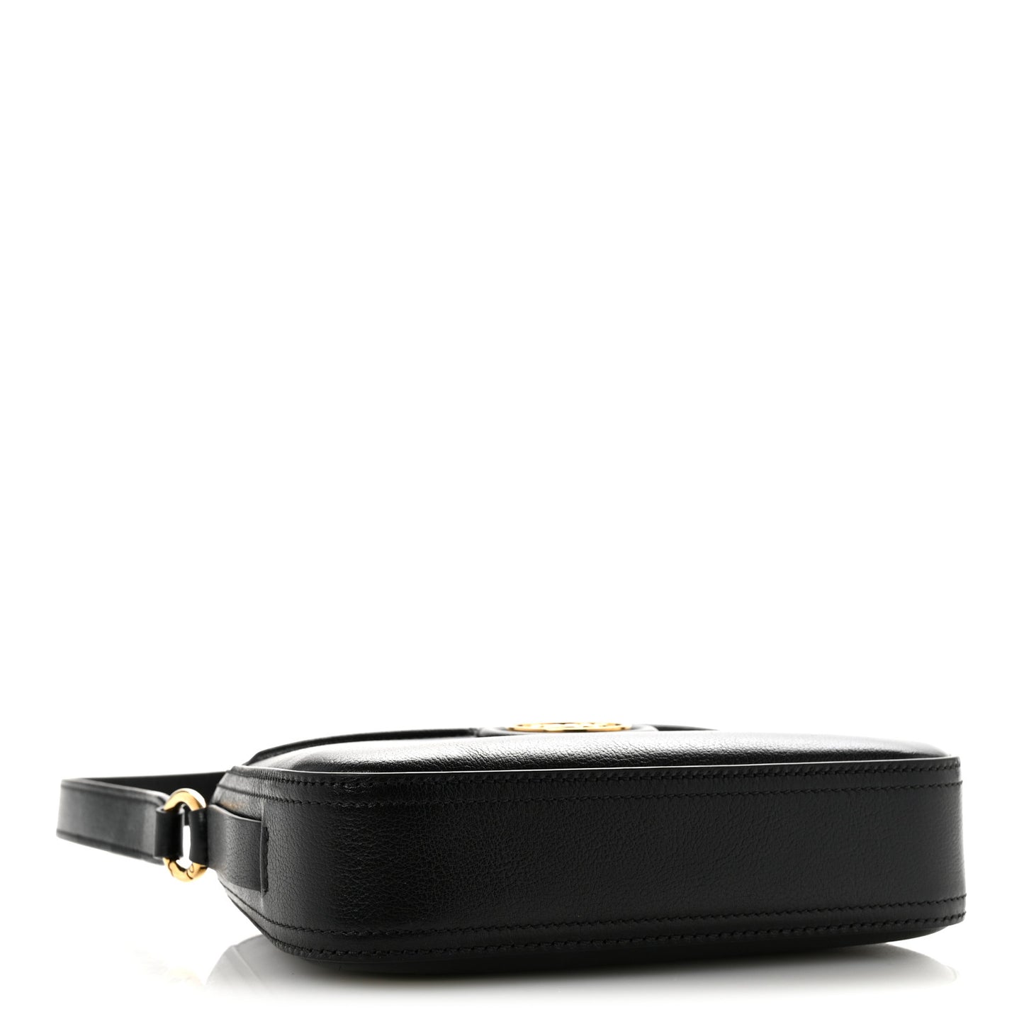 Calfskin Horse Medal Shoulder Bag Black