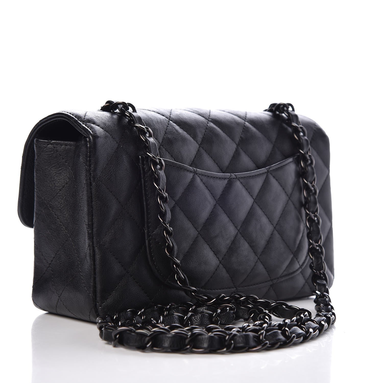 Chanel Crumpled Calfskin Quilted Mini Rectangular Flap So Black 3 of 8