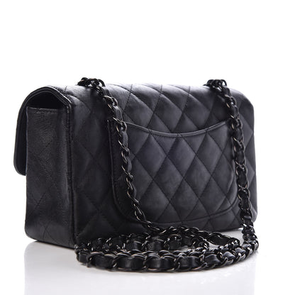 Chanel Crumpled Calfskin Quilted Mini Rectangular Flap So Black 3 of 8