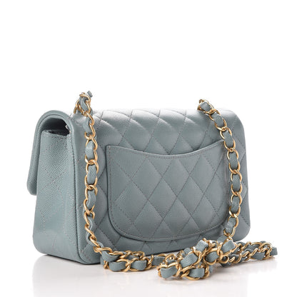 Chanel Iridescent Caviar Quilted Mini Rectangular Flap Light Blue 3 of 7