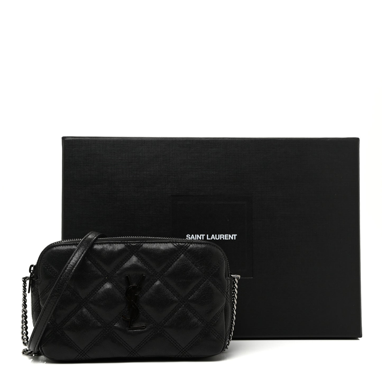Grained Lambskin Quilted Mini Becky Double Zip Bag Black