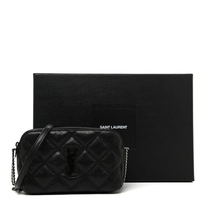 Saint Laurent Grained Lambskin Quilted Mini Becky Double Zip Bag Black 11 of 11