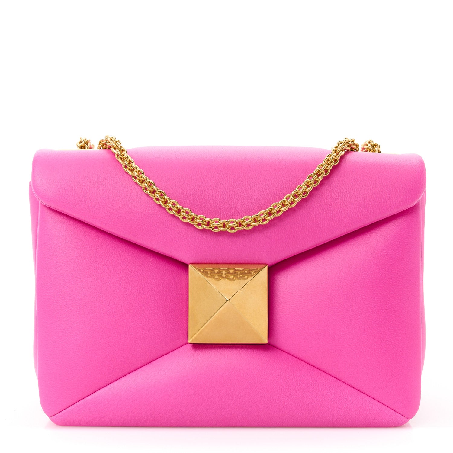 Valentino Garavani Nappa One Stud Chain Clutch Pink PP 1 of 9