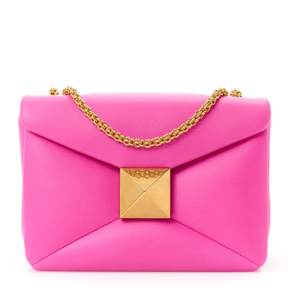 Valentino Garavani Nappa One Stud Chain Clutch Pink PP 1 of 9