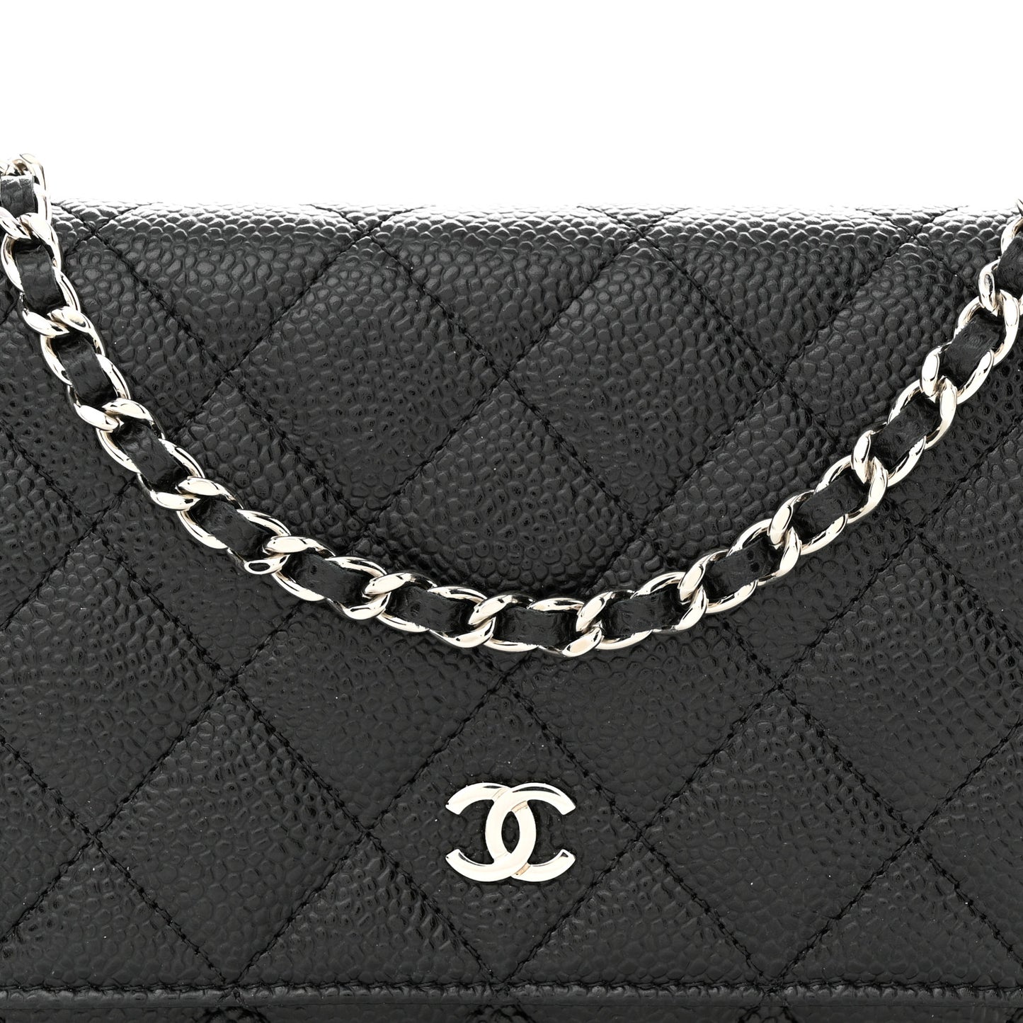 Caviar Quilted Wallet on Chain WOC Black