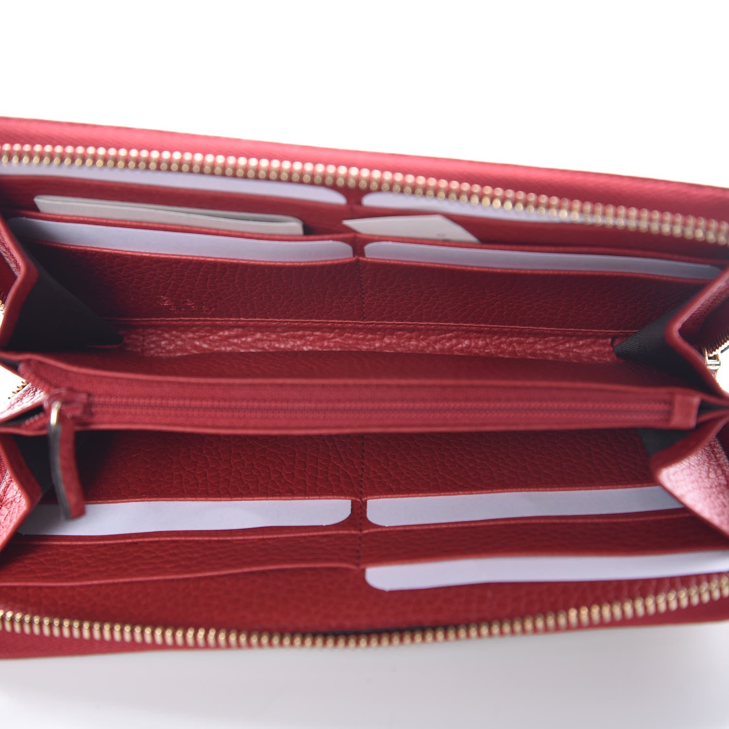 Gucci Monogram Dollar Calfskin Zip Around Wallet Beige Ebony Rosso 5 of 8