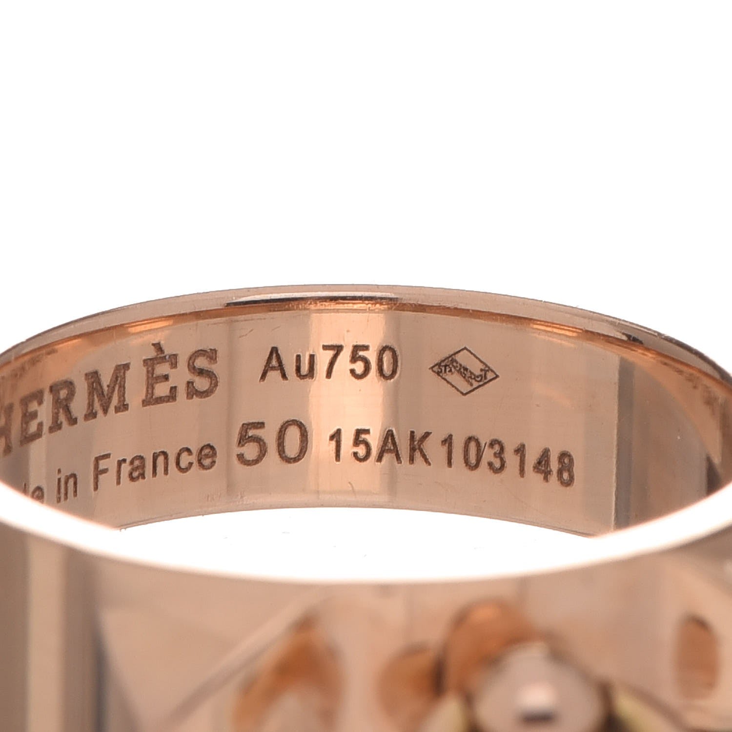 Hermes 18K Rose Gold PM Collier De Chien Ring 50 5.5 5 of 7