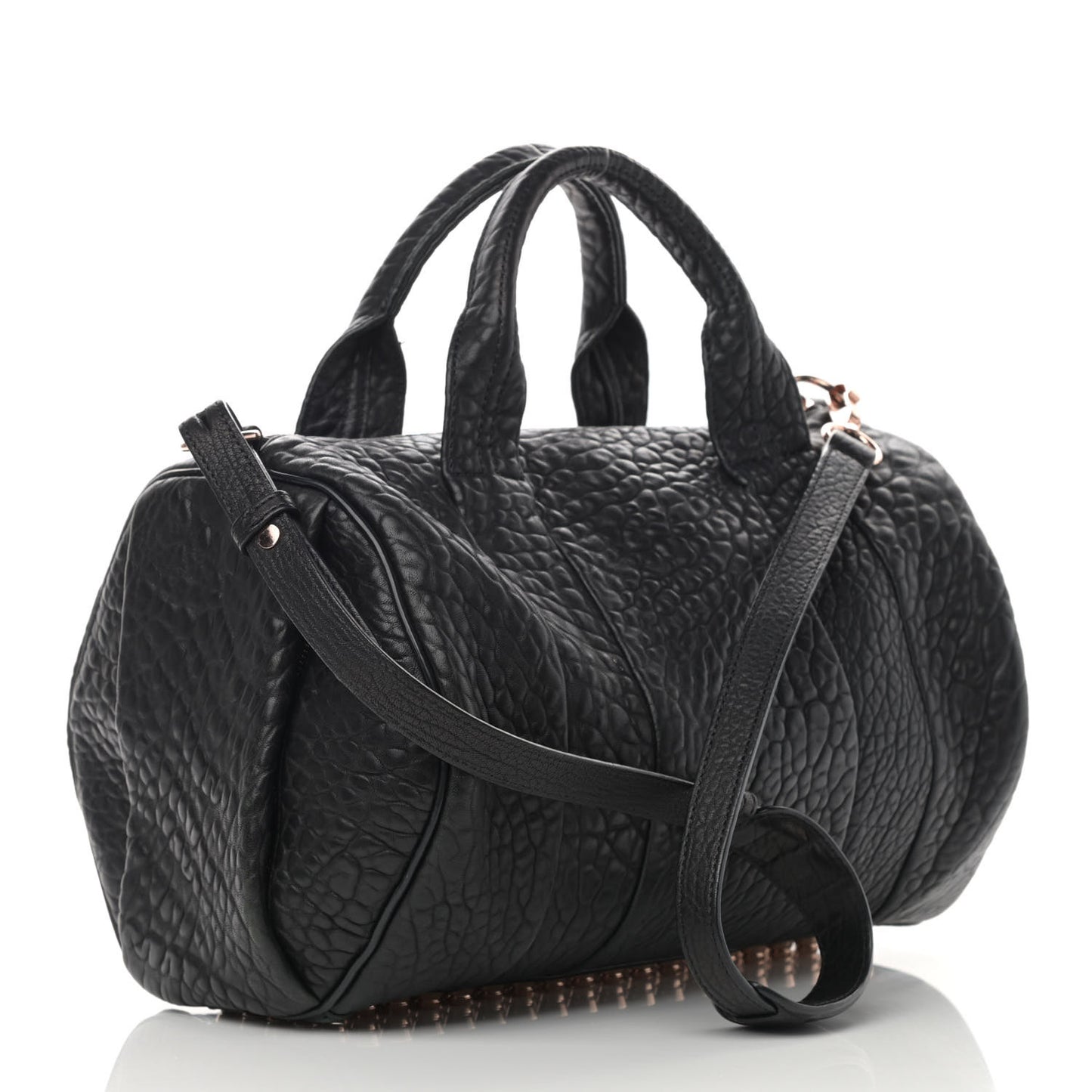 Pebbled Lambskin Rocco Black Rose Gold Hardware