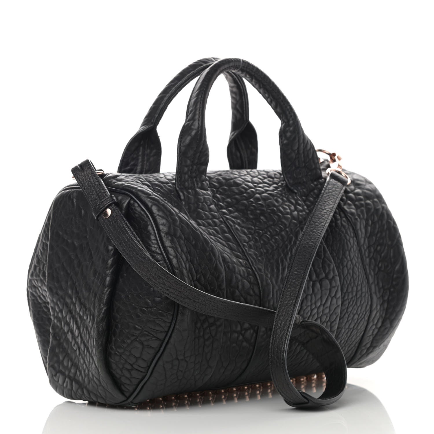 Alexander Wang Pebbled Lambskin Rocco Black Rose Gold Hardware 3 of 15