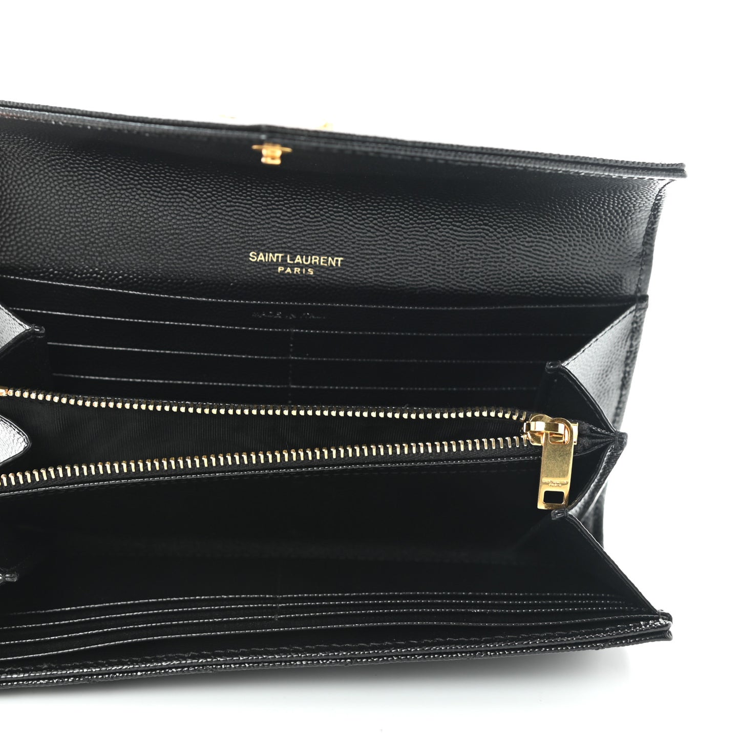 Grain De Poudre Matelasse Chevron Monogram Flap Wallet Black