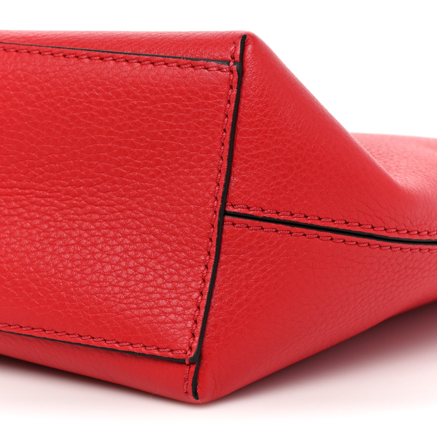 Grained Calfskin Small Rockstud Shoulder Tote Rouge Pur