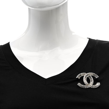 Chanel Baguette Crystal CC Brooch Silver 2 of 5