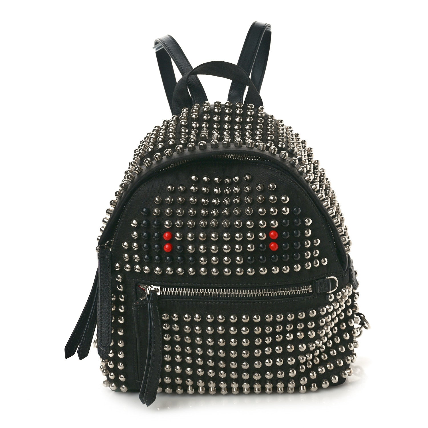 Fendi Nylon Vitello Dolce Studded Monster Mini Backpack Black 1 of 10