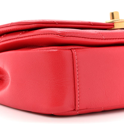 Chanel Lambskin Chevron Quilted Gold Top Handle Flap Bag Red 11 of 11